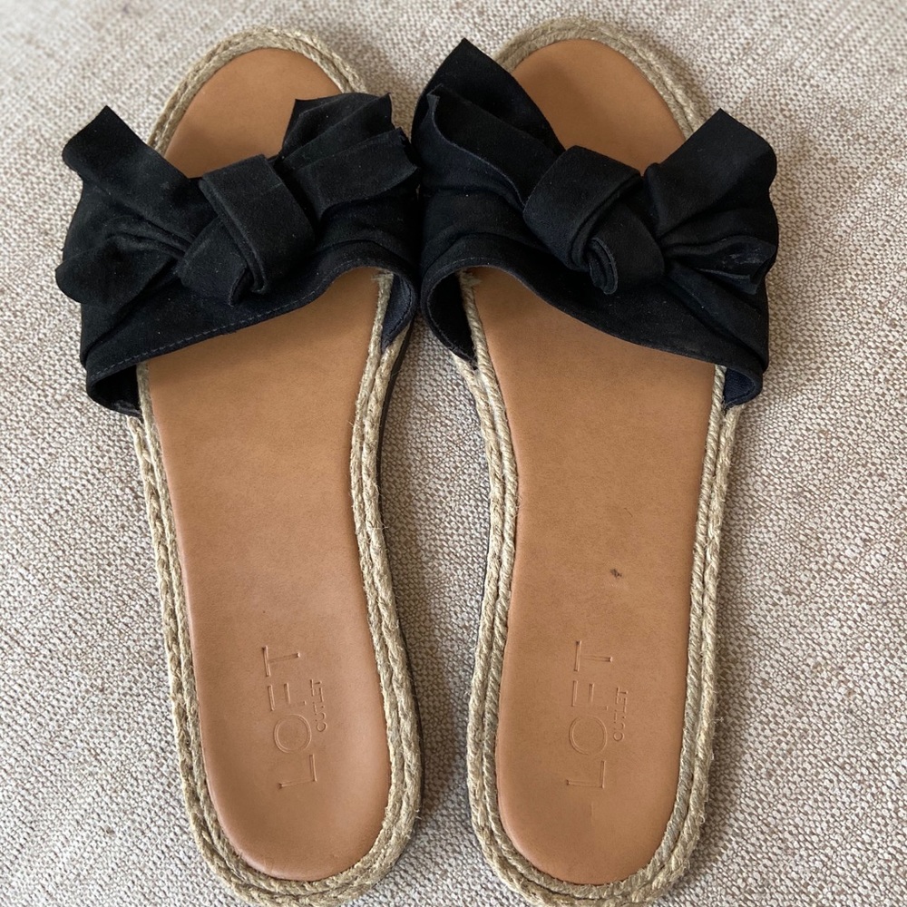 Loft Black Brown Sandals Bow Size 9 Like New